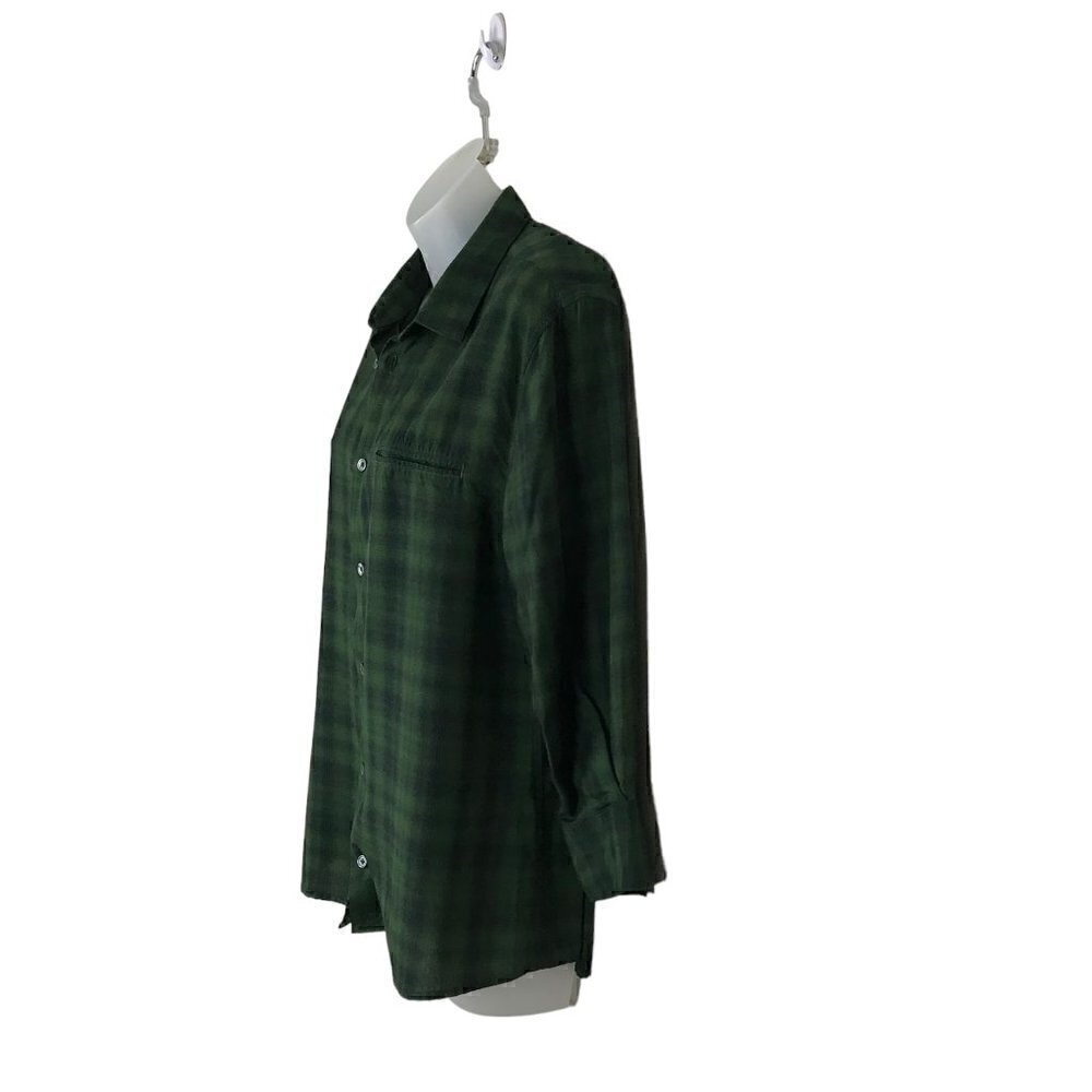 John Varvatos Black & Green Plaid Button Down Shirt 3/4 Sleeve Size S - Picture 4 of 6
